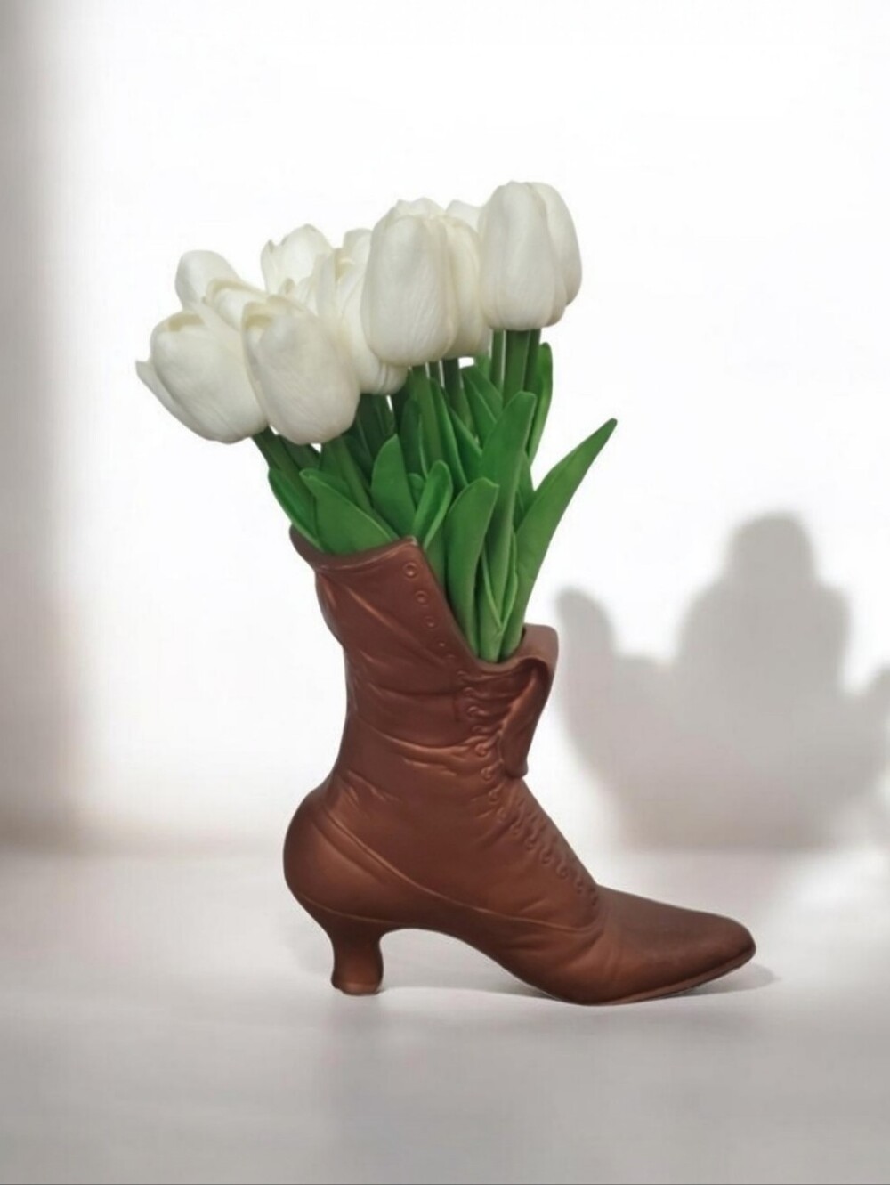 Vintage Antique Bronze Copper Heeled Cowboy Boot Vase Decor